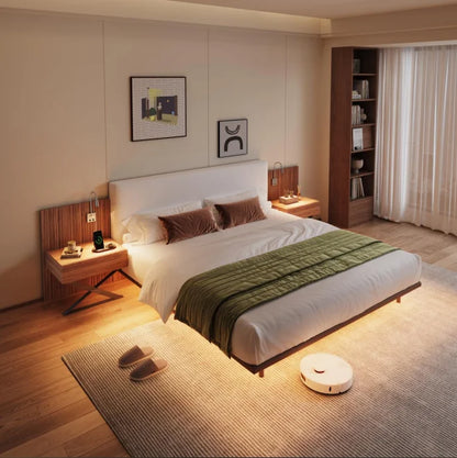 Luxury King Size Bed with Integrated Nightstands & Reading Lamps