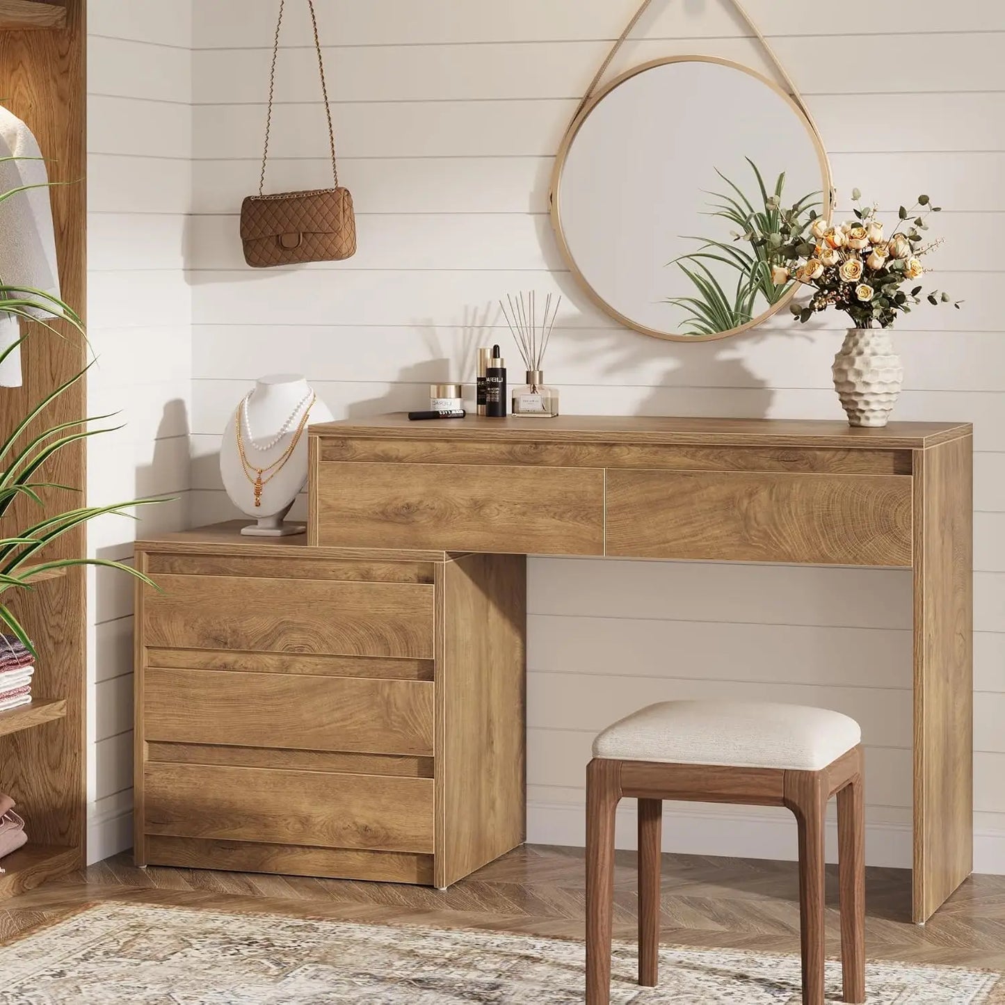 63" Vanity Desk with 5 Drawers