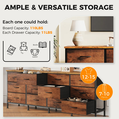 Wood Top Entertainment Center w/Fabric Drawers Fits Up to 80'' TVs