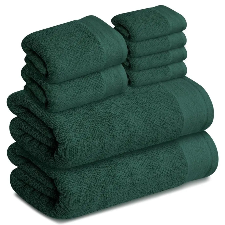 Pack of 8 Popcorn Textured Luxury Towels Set, 100% Cotton