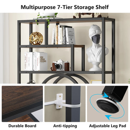 Elegant Geometric 5 Tier Bookshelf with Open Display Shelves