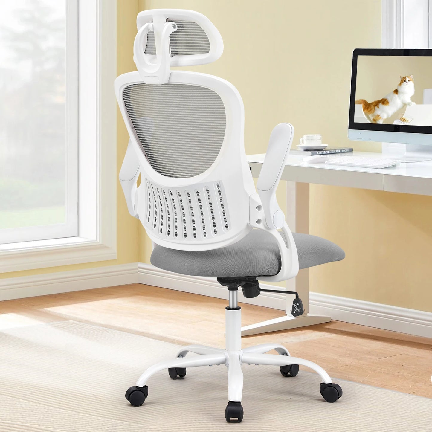 Mesh Ergonomic Office Desk Chair with Adjustable Headrests & Lumbar Support