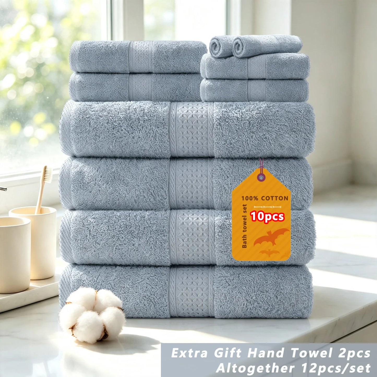 20/16/10pcs Cotton Soft Bath Towel Set for Bathroom