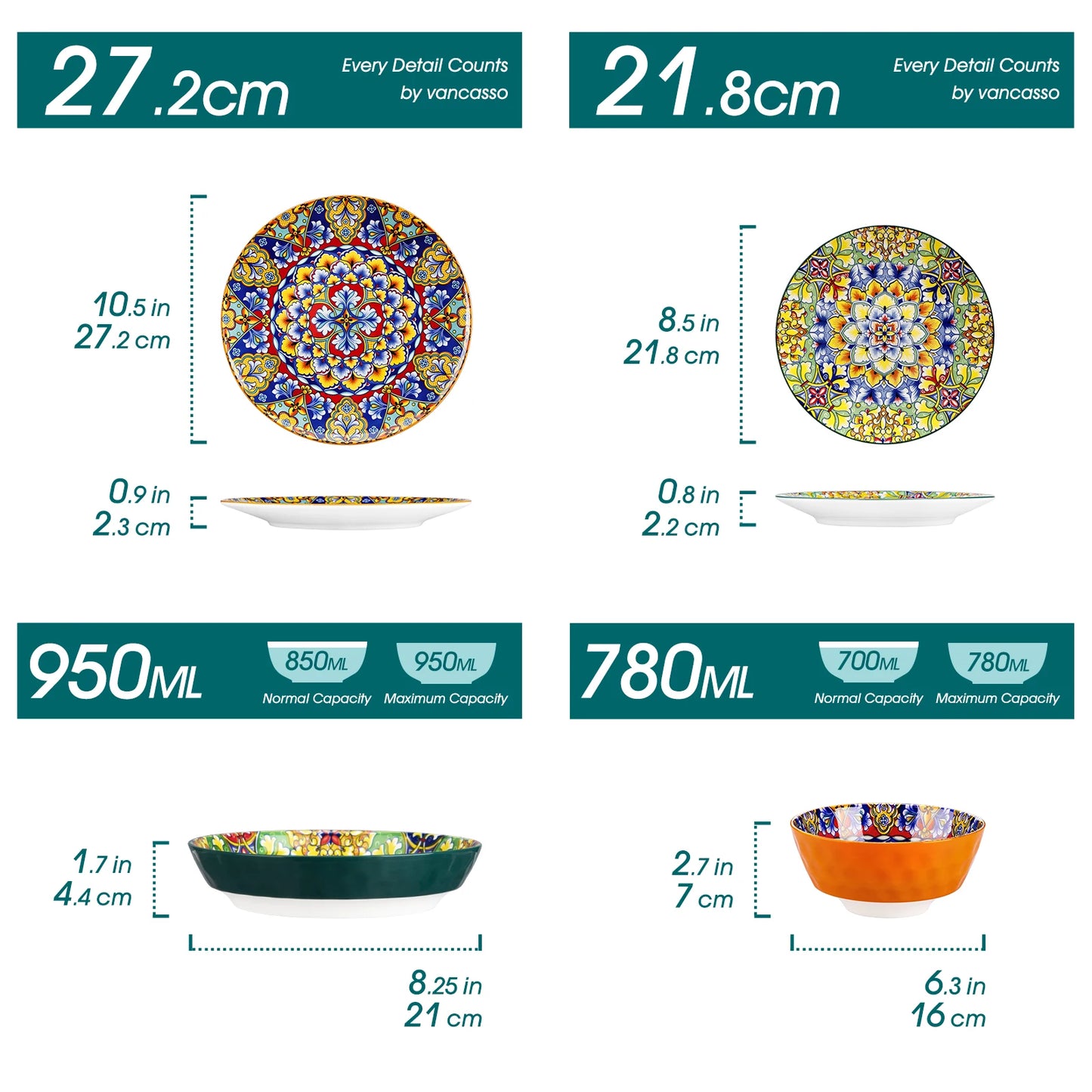 Stoneware- Bohemian Style Dinnerware Set