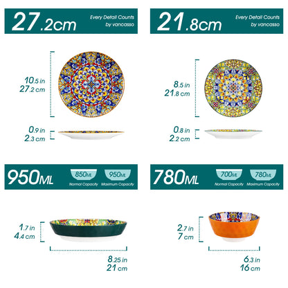 Stoneware- Bohemian Style Dinnerware Set