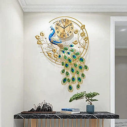 Metal Peacock Shaped, Silent Wall Clock