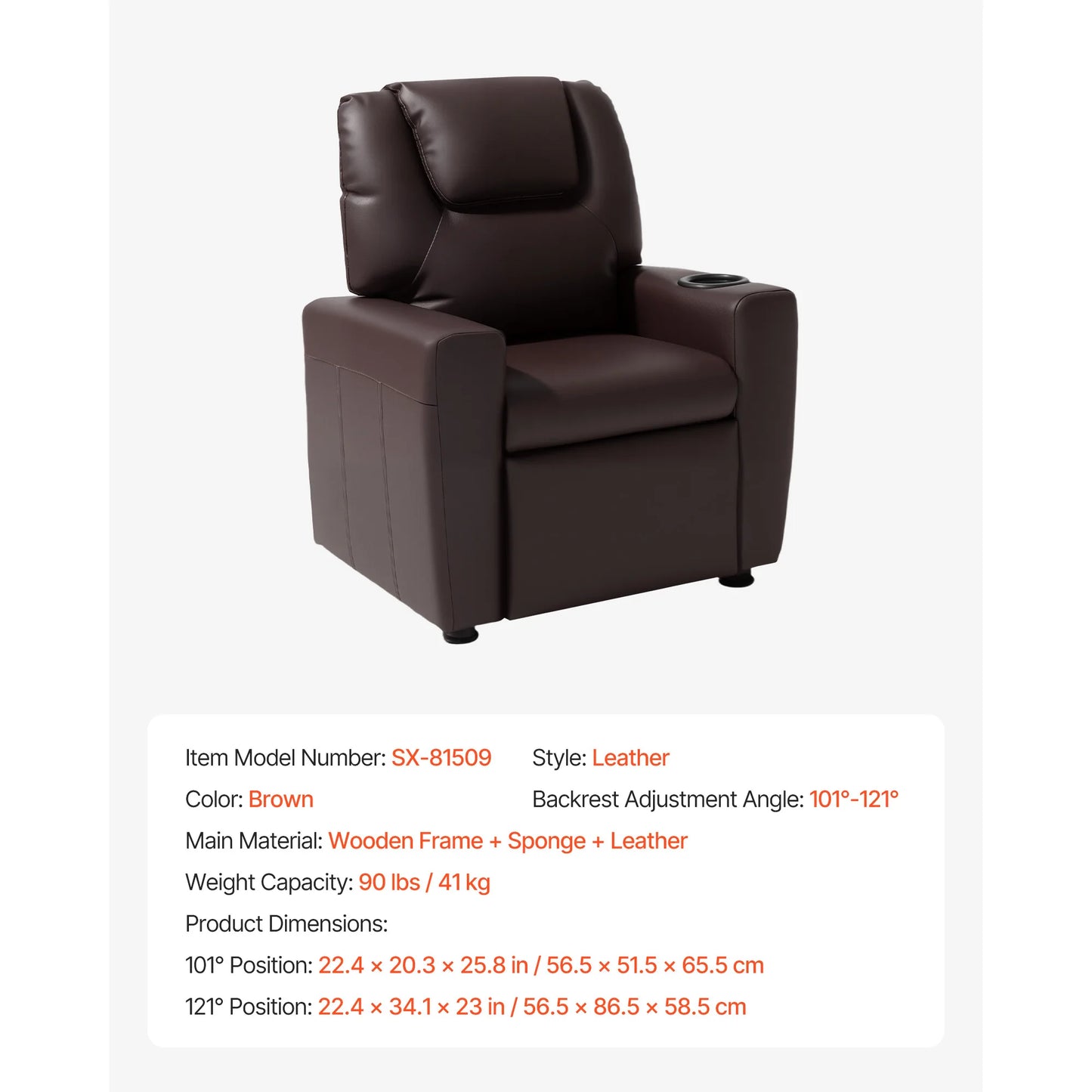 Kids/ Toddler Recliner with Cup Holders