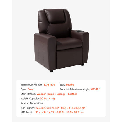 Kids/ Toddler Recliner with Cup Holders