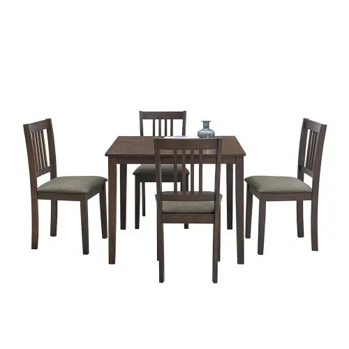 5-Piece Wood Dining Set with Cushioned Chairs