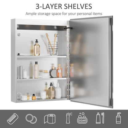 Led Lighted Medicine Cabinet with 3 Storage Shelves