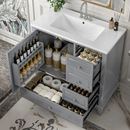 36" Free Standing Bathroom Vanity with Sink & Storage Drawers