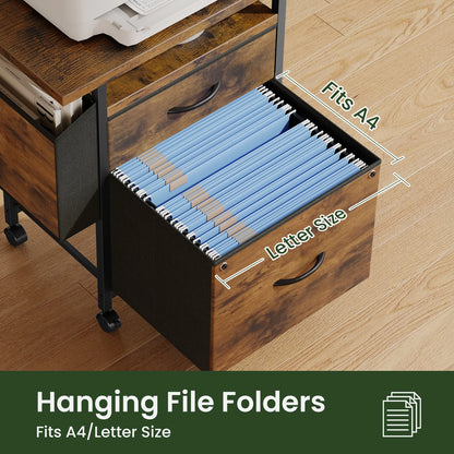 Mobile Printer Stand with Open Shelf & Side Storage Bag