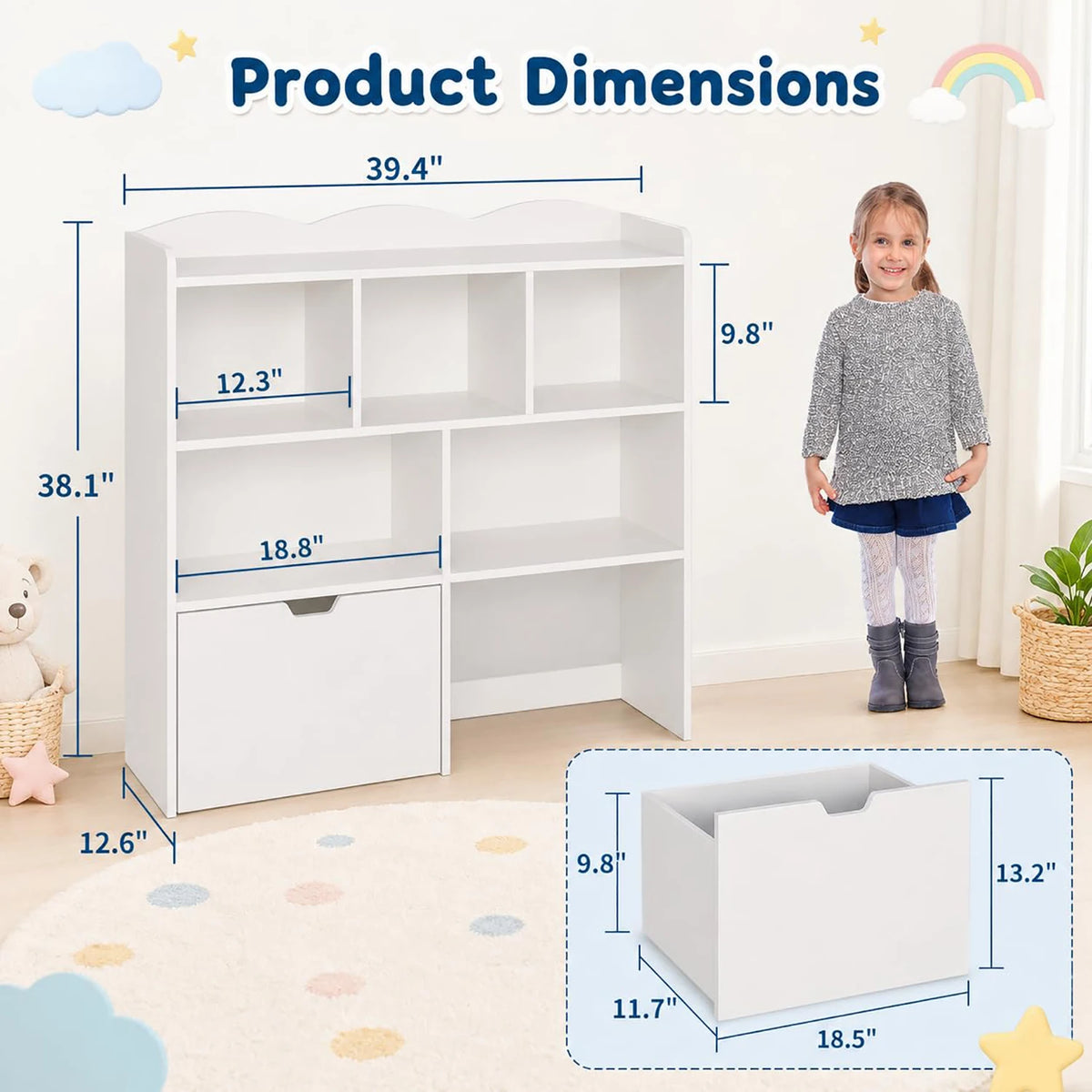 Kids Toy Storage Organizer with Bookshelf