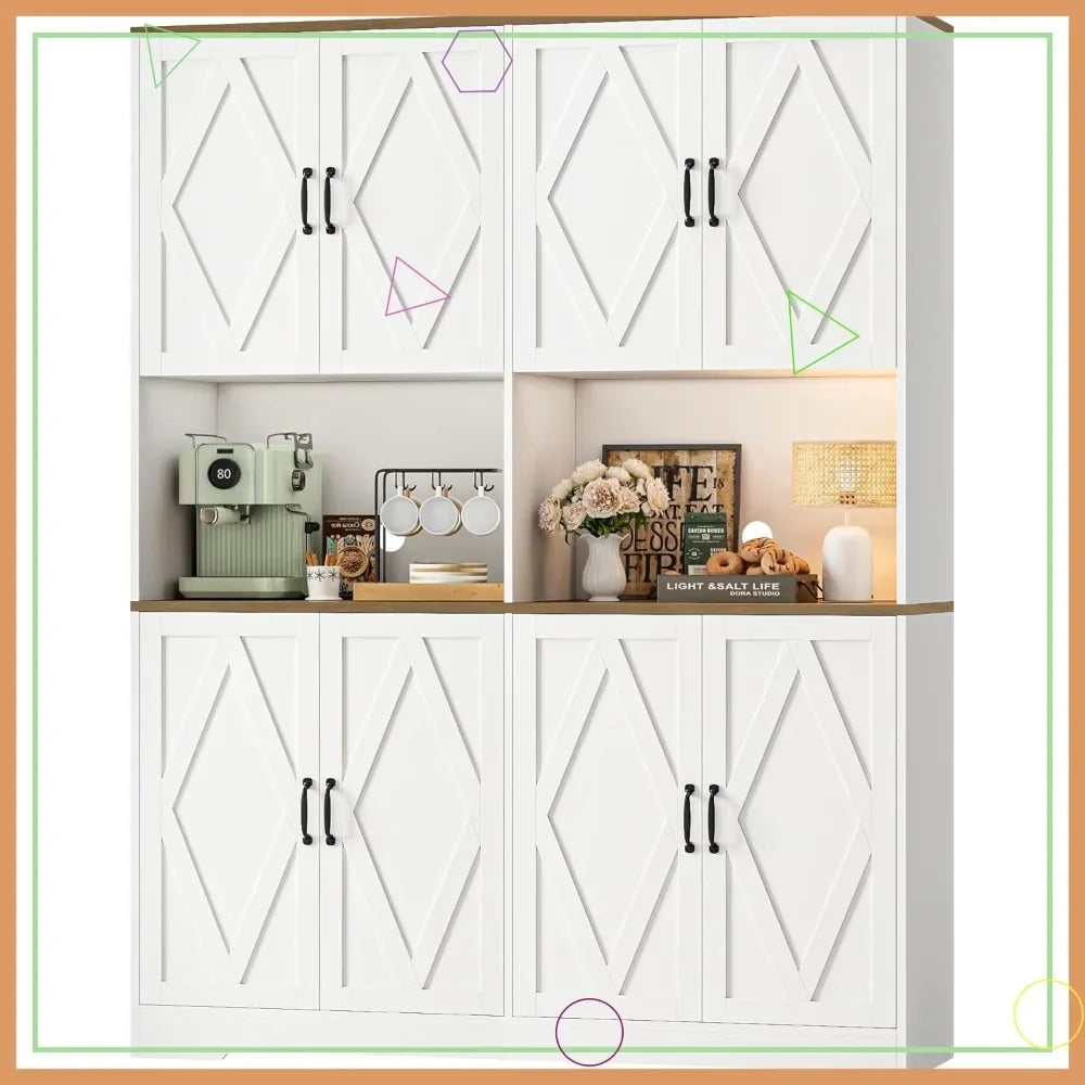 Storage Hutch with Microwave Stands Coffee Bar Station