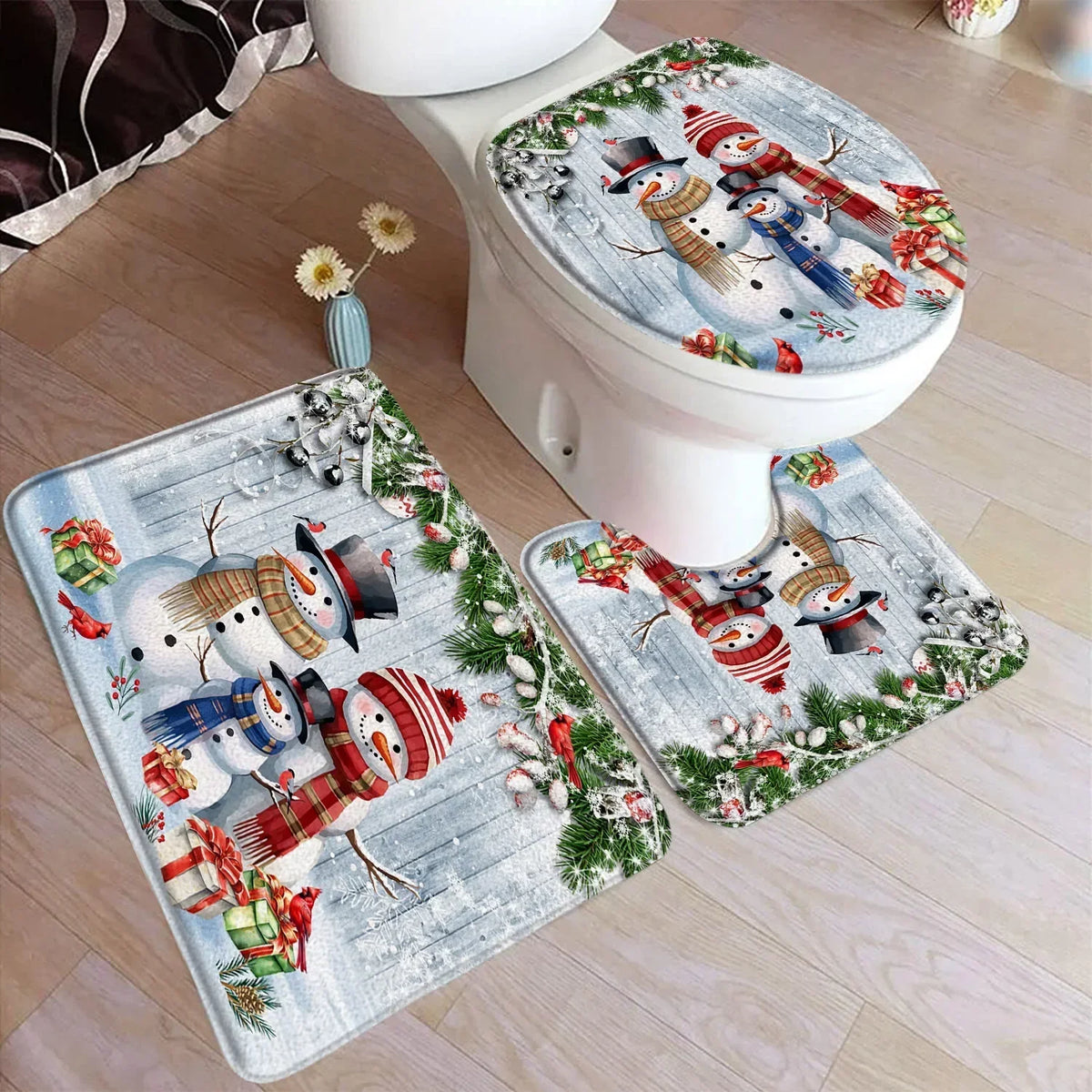 Christmas Shower Curtain & Bath Mat Set