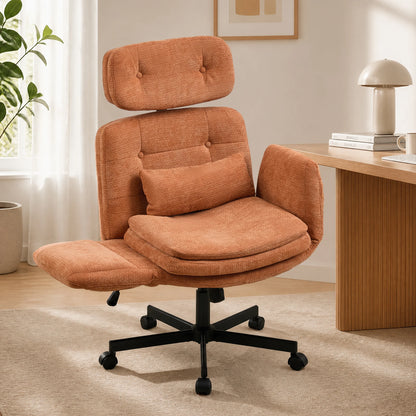 Ergonomic Cross-Legged Computer Desk Vanity Chair with Flip Armrests