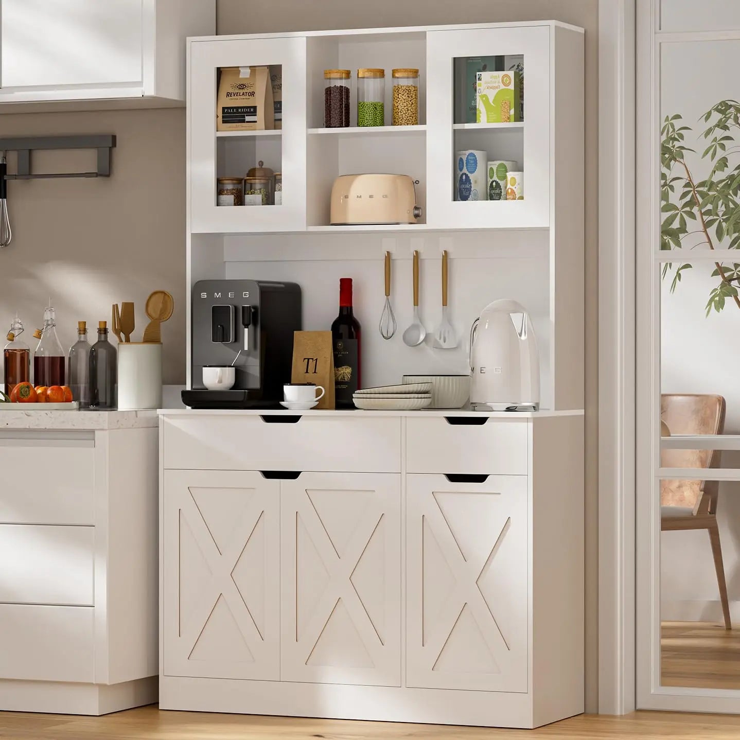 71" Tall Hutch with Charging Station & Adjustable
