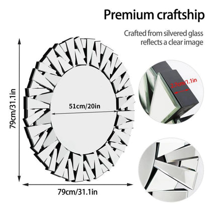 Unique Sunburst Decorative Wall Mirror, 31.5 Inch Round