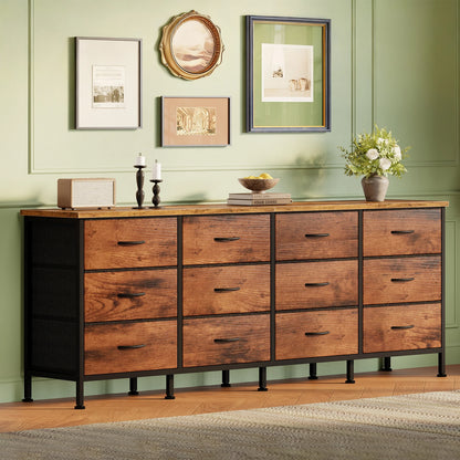 Wood Top Entertainment Center w/Fabric Drawers Fits Up to 80'' TVs