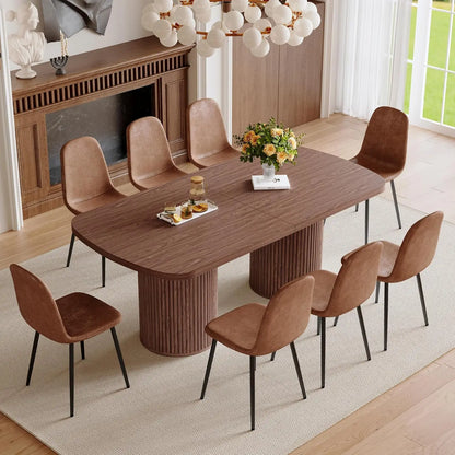 79" Modern Wood Dining Table Set for 8
