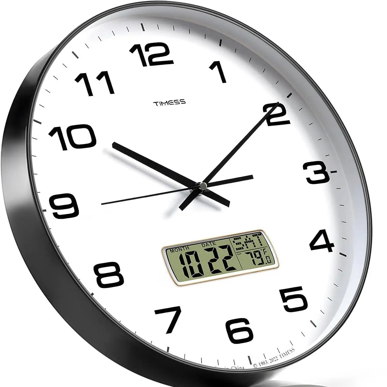Wall Clock with Calendar & Fahrenheit Temperature Display