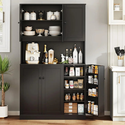 71in Tall Kitchen Pantry Storage Cabinet with Microwave Stand
