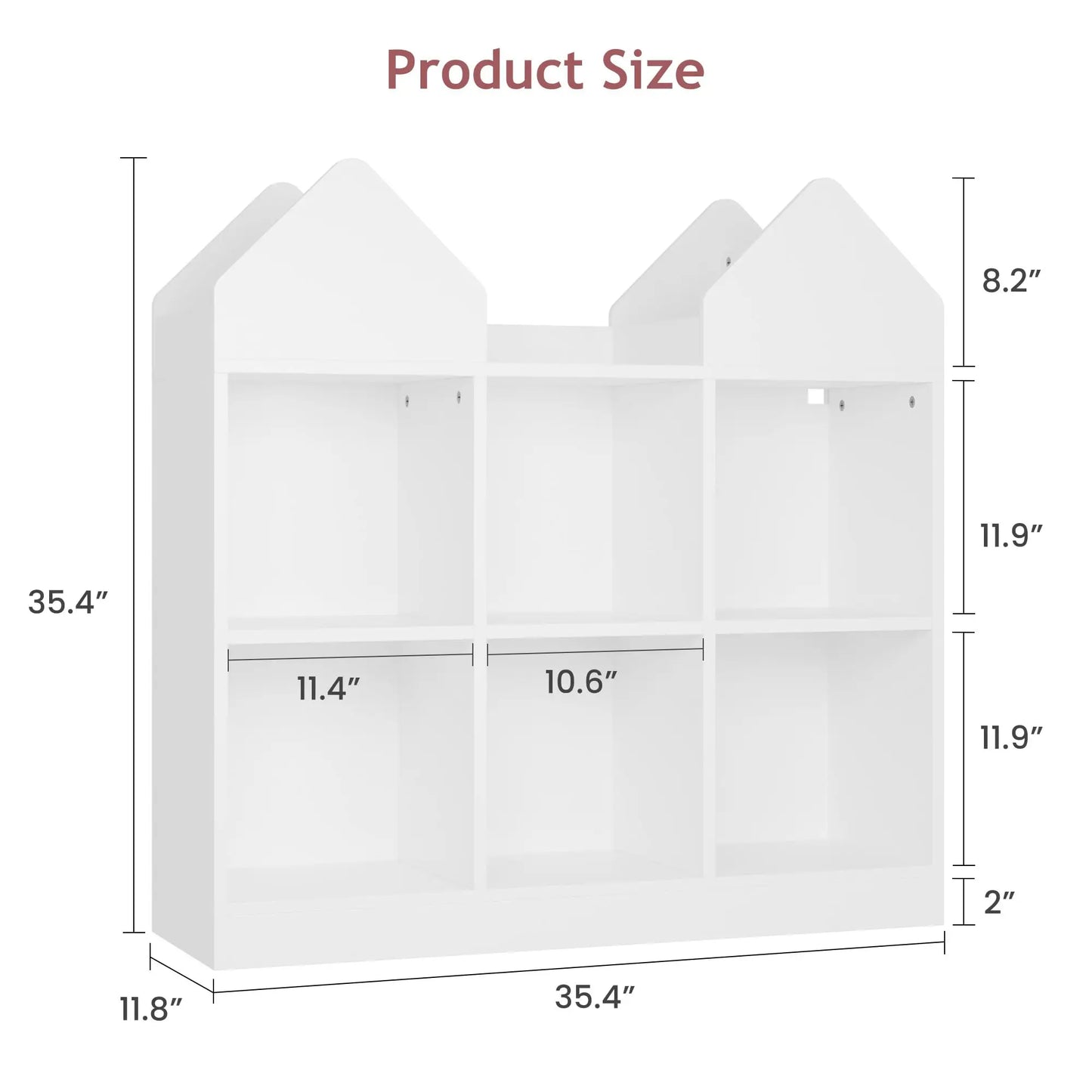 Castle Design Toy Storage Organizer with Book Racks & Open Cubbies