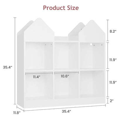 Castle Design Toy Storage Organizer with Book Racks & Open Cubbies