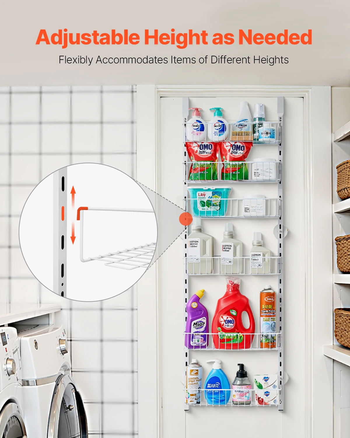 Heavy-Duty Steel 6/8/9/10 Tier Over the Door Pantry Organizer