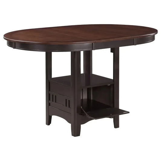 5 Piece Counter Height Dining Set w/ Storage & 4 Upholstered Chairs