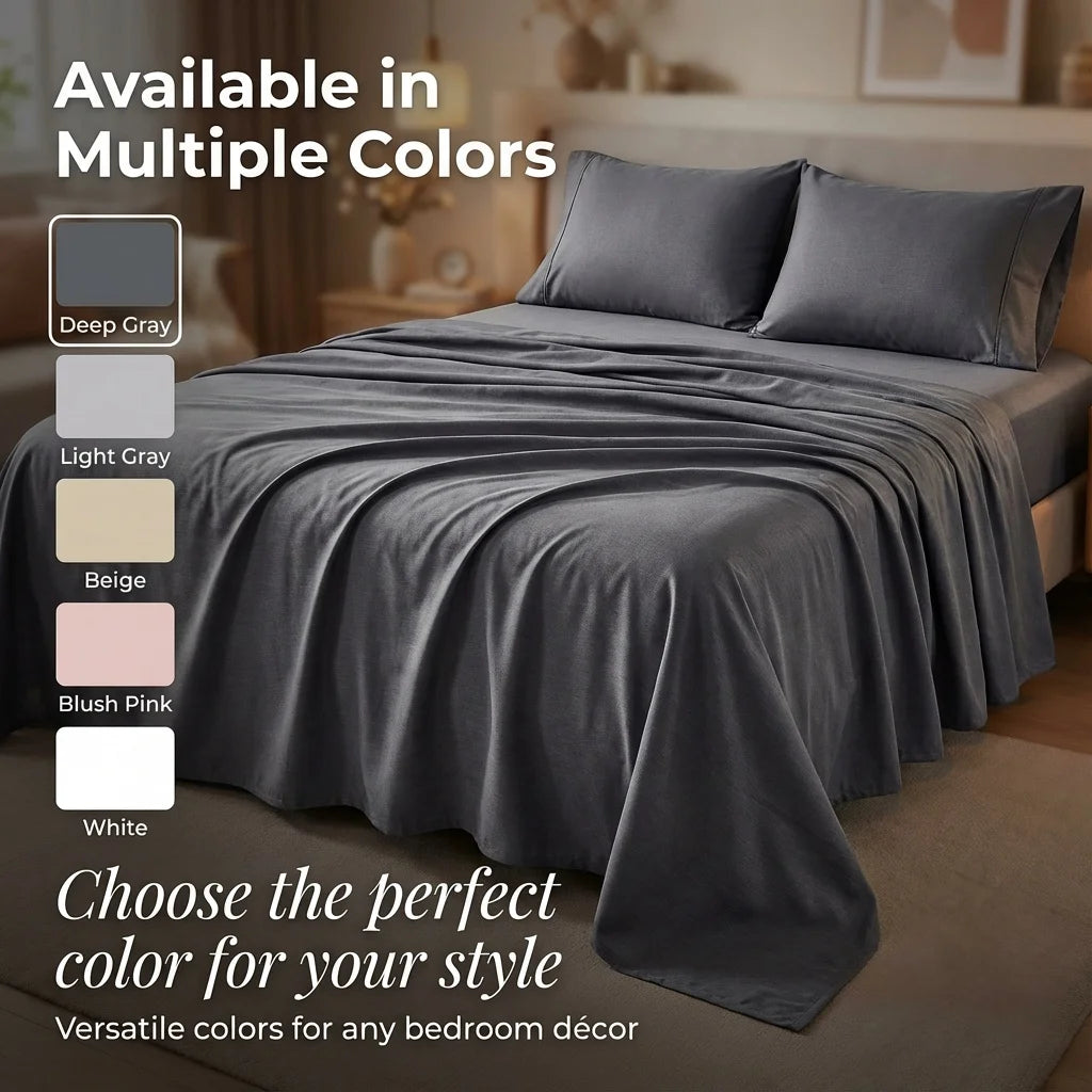 Cooling Bamboo Bed Sheets Set with 18-Inch-Deep Pocket