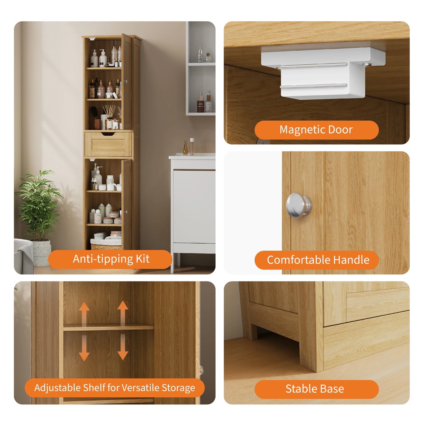 Space-Saving Slim Bathroom Storage Cabinet
