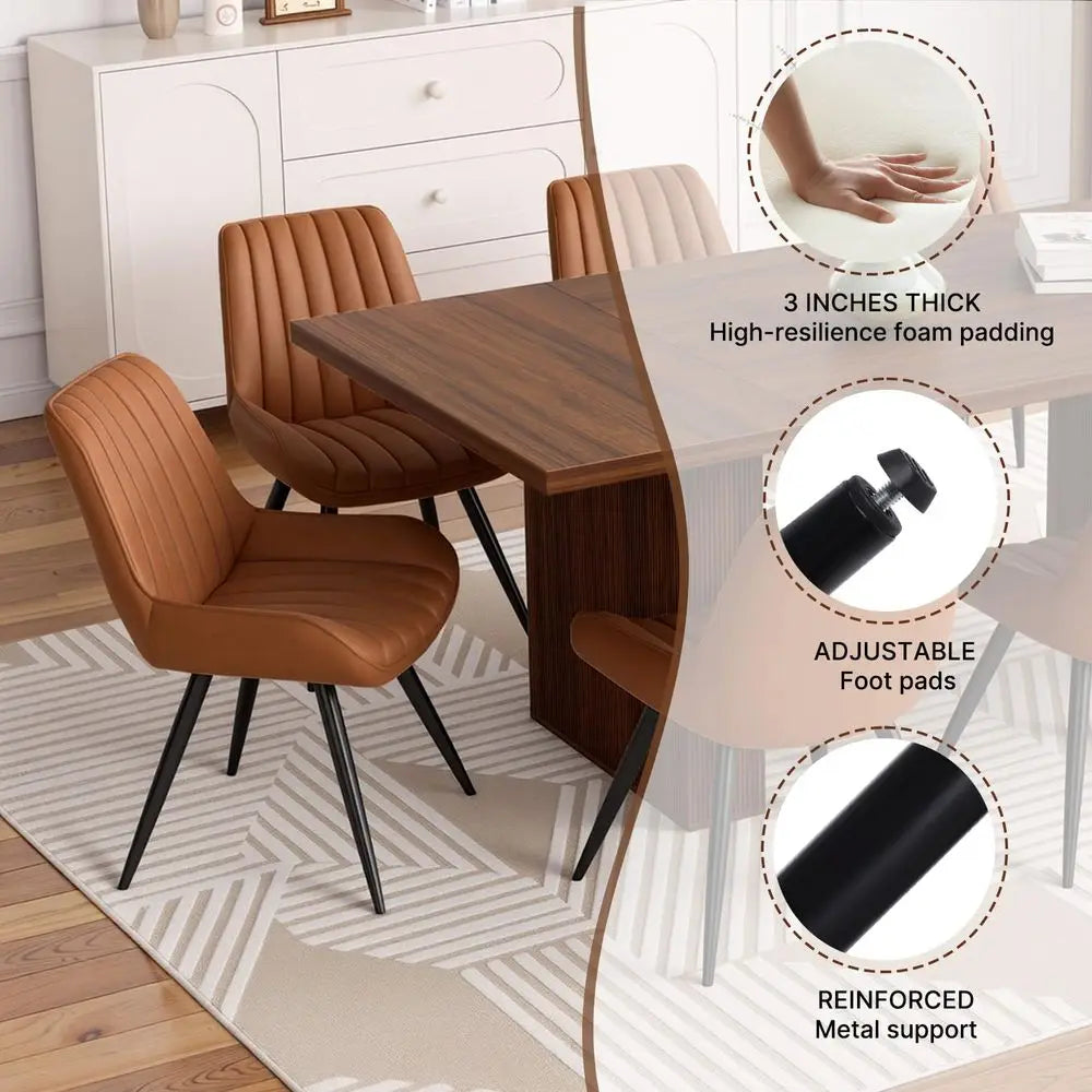 9 Pcs Modern Farmhouse Dining Table Set with 8 Upholstered Chairs