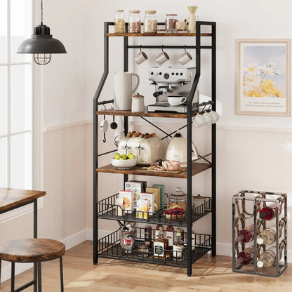 Microwave Oven Stand with 2 Large Wire Basket