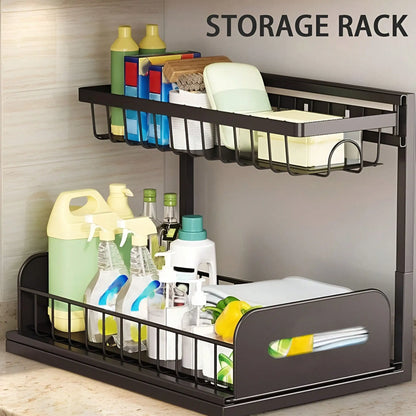 2 Tier Sliding Basket, Cabinet Organizer Drawer