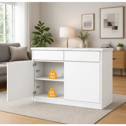 Kitchen Island with 2 Storage Drawers & Adjustable Shelves