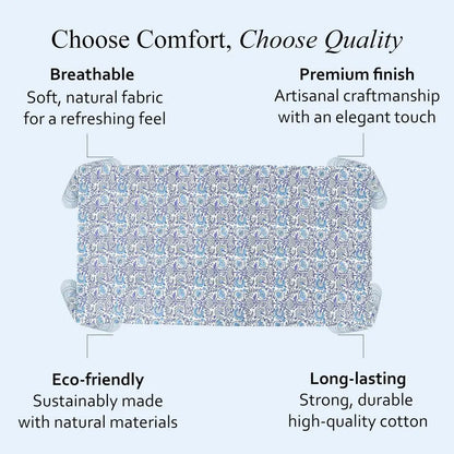 100% Cotton 60x60 Inch Indian Block Print Square Tablecloth in Indigo