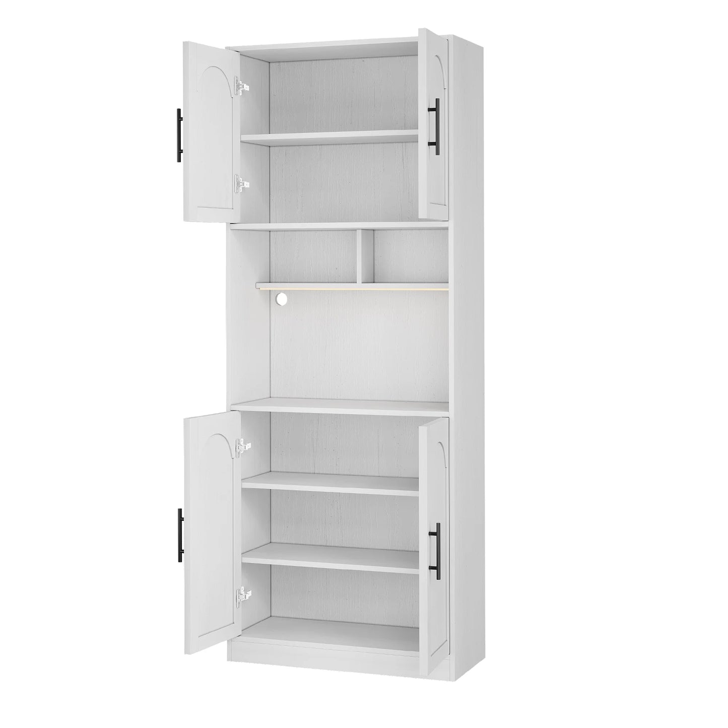 Tall Kitchen Hutch Bar Cabinet with Microwave Stand & LED light