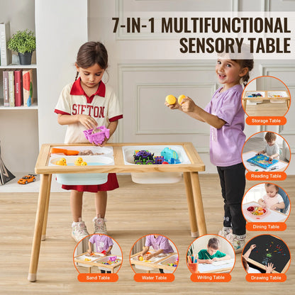 Wooden Sensory Table for Kids Activity with Storage Bins