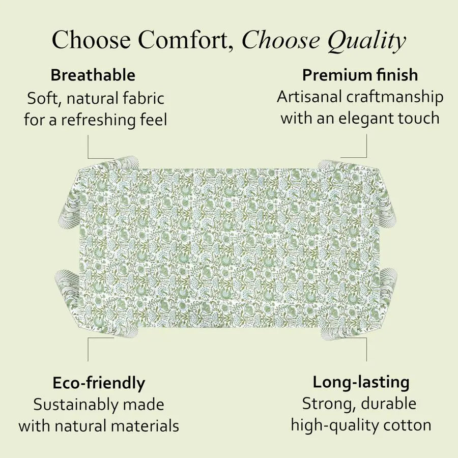 100% Cotton 60x60 Inch Indian Block Print Square Table Cover