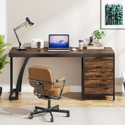59-Inch PC Desk with 3 Reversible Drawers
