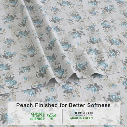 Blue Rose - Crisp Cooling 100% Organic Cotton Percale Bed Sheet Set