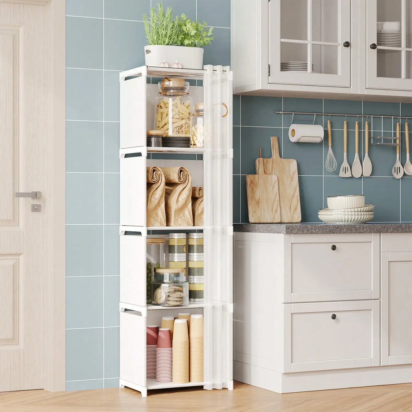 Space-Saving Kitchen Cabinet with Adjustable Shelves