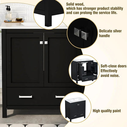 60" Solid Wood Double Sink Bathroom Vanity with Sink Top
