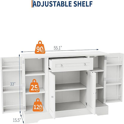 Modern Wood Sideboard/Buffet Cabinet with Drawer & Doors