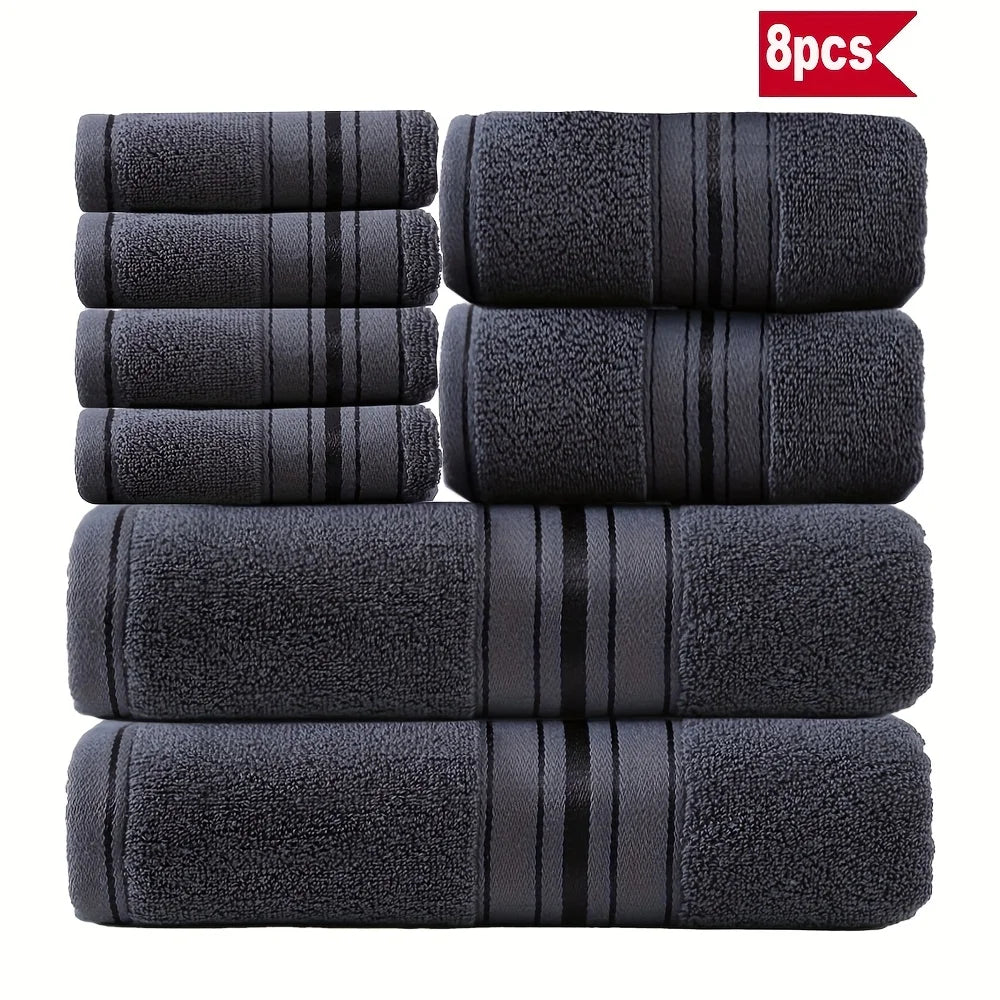8 Piece Luxury Towel Set –Plush, Super Absorbent & Quicker-to-Dry