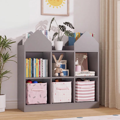 Castle Design Toy Storage Organizer with Book Racks & Open Cubbies