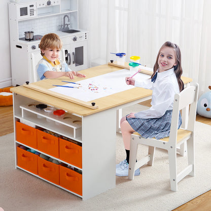 Toddler Craft & Play Wood Activity Table with Storage Bins