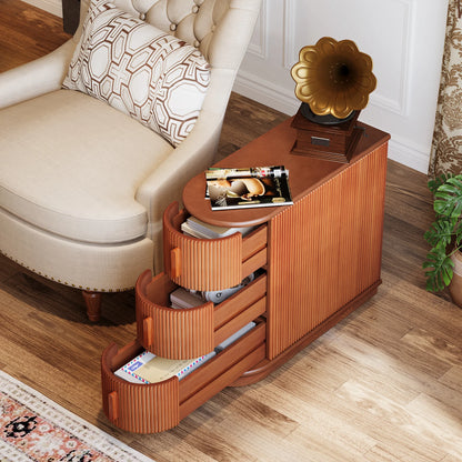 Narrow Solid Wood 3-Drawer End Table