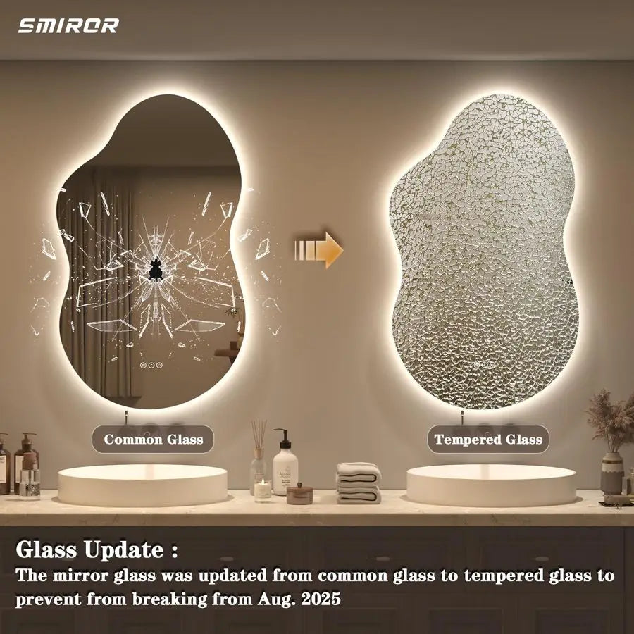 Irregular Backlit Bathroom Mirror with LED Lights 20 x 36